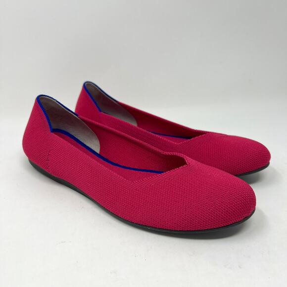 RARE RETIRED Rothy's The Flat Hot Pink Round Toe‎ Magenta Ballet Flats Size 7.5 - Picture 1 of 11